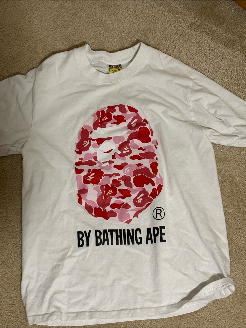 BAPE white and pink shirt